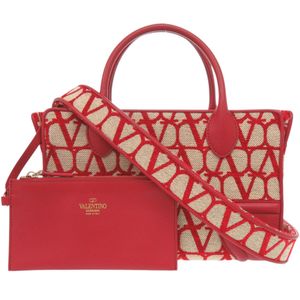 近全新 Valentino Garavani x Undercover 兩用 Le Quatreiem Toile Iconograph 2W0B0K96YJH 帆布/皮革RED手提包 0279 [二手] Valentino Garavani