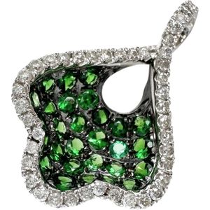 Tsavorite 0.65ct Diamond 0.20ct Pendant top K18WG White Gold 1.5g Women's [Used]