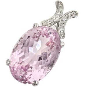 Kunzite 16.49 ct, Diamond 0.05 ct, Pendant top, K18WG White Gold, 8.1g, Women's [Used]