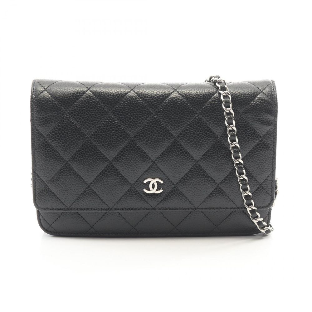 [중고] Chanel 샤넬 숄더백 마틀라세 A33814 블랙 캐비어 스킨(그레인드 카프) 마틀라세 체인 월렛 여성용 Used A
