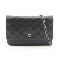 [중고] Chanel 샤넬 숄더백 마틀라세 A33814 블랙 캐비어 스킨(그레인드 카프) 마틀라세 체인 월렛 여성용 Used A