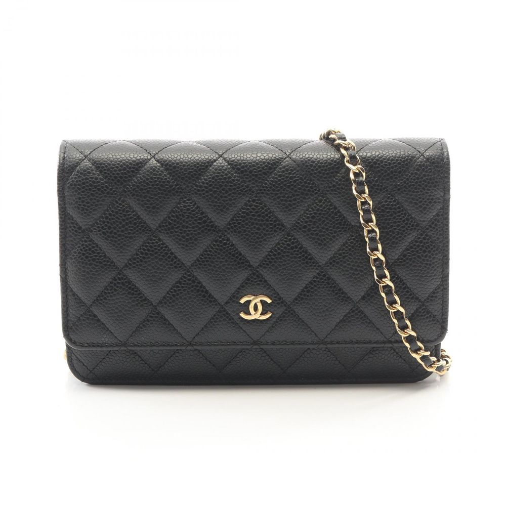[중고] Chanel 샤넬 숄더백 마틀라세 AP0250 블랙 캐비어 스킨(그레인드 카프) 마틀라세 체인 월렛 여성용 Used A