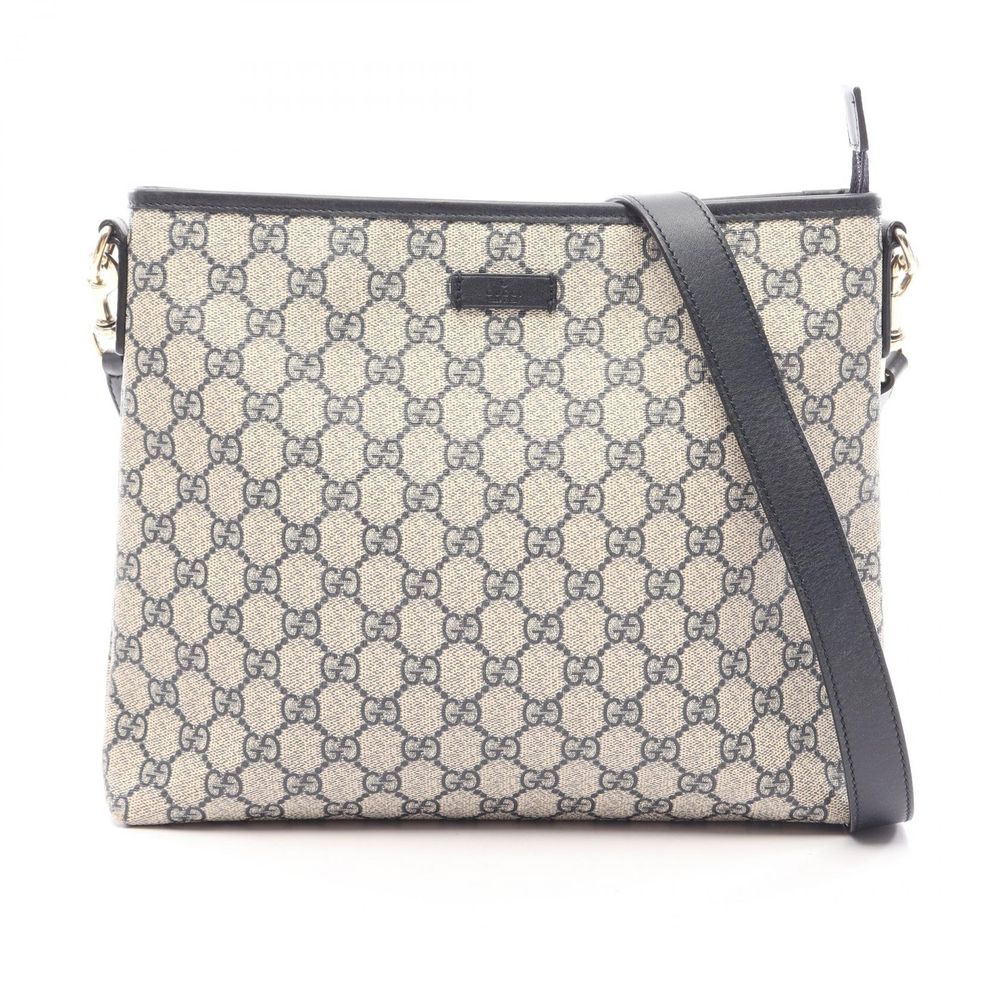 [중고] Gucci 구찌 숄더백 GG 수프림 388924 네이비 PVC 코팅 캔버스 레더 숄더백 여성용 Used B