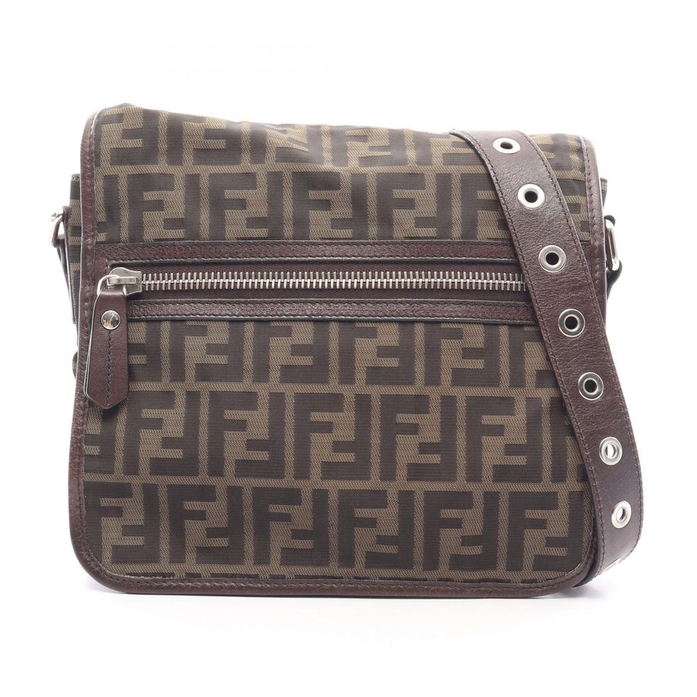 [중고] FENDI 숄더백 주카 7VA230 블랙/카키 캔버스 레더 숄더백 유니섹스 Used B