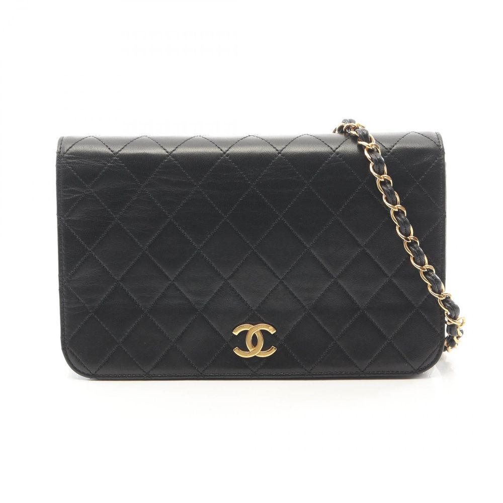 [중고] Chanel 샤넬 숄더백 마틀라세 풀 플랩 푸시락 블랙 램스킨 마틀라세 푸시락 체인 숄더백