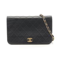 [중고] Chanel 샤넬 숄더백 마틀라세 풀 플랩 푸시락 블랙 램스킨 마틀라세 푸시락 체인 숄더백