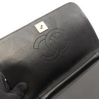 [중고] Chanel 샤넬 숄더백 마틀라세 풀 플랩 푸시락 블랙 램스킨 마틀라세 푸시락 체인 숄더백