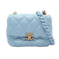 [중고] Chanel 샤넬 숄더백 마틀라세 콤비 하드웨어 라이트 블루 램스킨(양가죽) 마틀라세 스몰 플랩 체인 숄더백 여성용