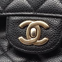 [중고] Chanel 샤넬 숄더백 마틀라세 W플랩 블랙 캐비어 스킨(그레인드 카프) 마틀라세 더블 플랩 체인 숄더백