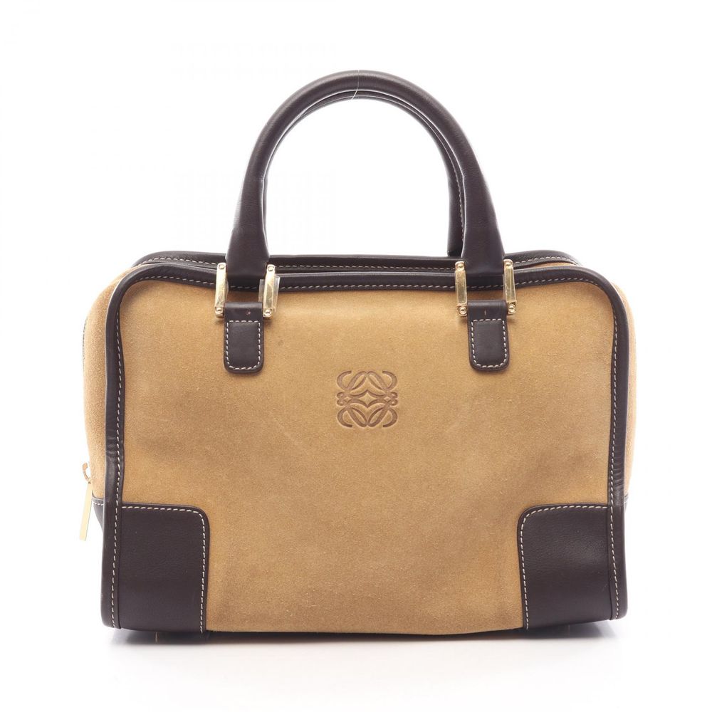 【중고】 LOEWE 아마조나 28 손가방 캐멀/다크 브라운 스웨이드 레더 아마조나 28 여성용 Used B