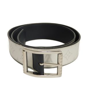 Pre-owned LOUIS VUITTON Reverso 40mm 85/34 Reversible LV Logo Flower White Calfskin Navy Monogram Bron Belt M0003V