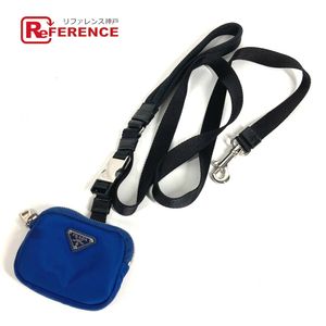 PRADA Triangle Logo Plate Leash with Triangle Logo Plate and Logo Pouch