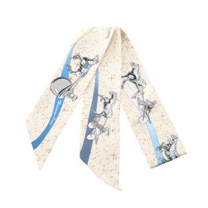 [Used] Hermes HERMES Scarf Twilly SPACE DERBY RIBON Silk Twilly Women's Used A