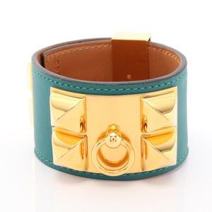 [Used] Hermes HERMES Bangle Collier de Chien Malachite GP (Gold Plated) Bracelet Women's Used B