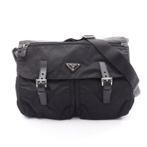 [Used] Prada PRADA Shoulder Bag VELA BT1738 Black Nylon Leather Triangle Logo Messenger Bag Unisex Used B