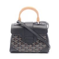 【二手】 GOYARD Saigon Mini 兩用手提包 SAIGONMINTY01CL03P 黑色/ブラウン/米色 PVC塗層帆布皮革 Saigon Mini 兩用手提包