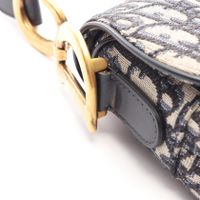 【중고】 Dior 손가방 새들백 오블리크 자카드 네이비/아이보리 캔버스 레더 오블리크 새들백 여성용
