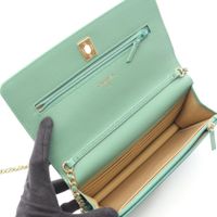 [중고] Chanel 샤넬 숄더백 마틀라세 그린 램스킨(양가죽) 마틀라세 체인 월렛 여성용 Used A
