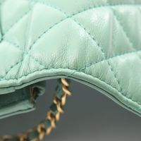 [중고] Chanel 샤넬 숄더백 마틀라세 그린 램스킨(양가죽) 마틀라세 체인 월렛 여성용 Used A