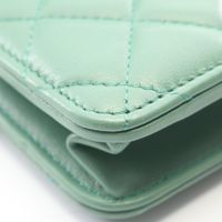 [중고] Chanel 샤넬 숄더백 마틀라세 그린 램스킨(양가죽) 마틀라세 체인 월렛 여성용 Used A