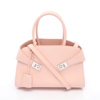 【중고】 Salvatore Ferragamo HUG 스몰 2WAY 손가방 215608 베이비 핑크 레더 Hug 손가방 M 여성용 Used A