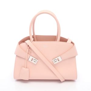 【중고】 Salvatore Ferragamo HUG 스몰 2WAY 손가방 215608 베이비 핑크 레더 Hug 손가방 M 여성용 Used A