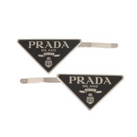 Prada 三角形標誌金屬黑色銀色髮夾髮飾 1188 [二手] PRADA