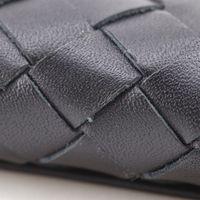 Bottega Veneta Intrecciato 編織名片夾/卡包，小牛皮，黑色，翻蓋，男女通用 [二手]
