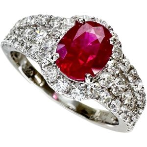 Size 13.5, Burmese ruby ​​1.198ct, diamond 0.89ct, ring, Pt900 platinum, 6.3g, women's. [Used]