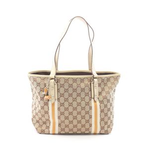 [중고] Gucci 구찌 토트백 GG 캔버스 쉐리 라인 137396 베이지/아이보리 캔버스 레더 쉐리 라인 토트백 여성용 Used B