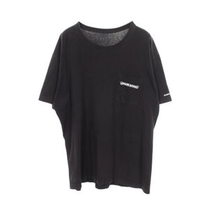 [Used] Chrome Hearts Short-Sleeve T-Shirt, Scroll Label, Pocket, Black Cotton T-Shirt, Men's, Used B