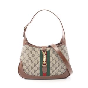 [중고] Gucci 구찌 숄더백 뉴 재키 GG 수프림 2WAY 636706 베이지/브라운 PVC 코팅 캔버스 레더 재키 1961 숄더백