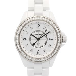 [Used] Chanel J12 Watch with Diamond Bezel/8 Diamonds, H3110, White Ceramic, Ladies' Watch, Used A