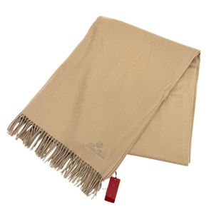 Unused ★ Loro Piana FA03765 ​​Opera Stole, 100% Cashmere, Golden Shade, Logo Embroidery, Fringe, Large Shawl, Made in Italy, Women's, with Box, Original Price ¥247,500