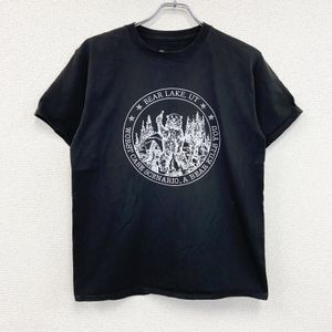 Champion short-sleeved printed T-shirt, black, size M, used.