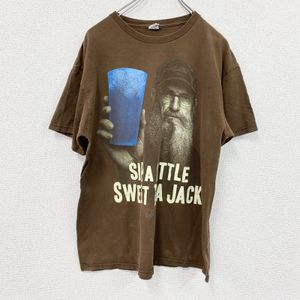 DELTA DUCK DYNASTY Uncle Si Short-Sleeve Printed Character T-Shirt, Braun, Size L, Used