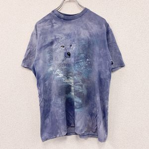 Harlequin short-sleeved embroidered t-shirt, tie-dye pattern, blue, size M, used.