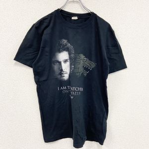 GILDAN GAME OF THRONES Short-Sleeve Printed T-Shirt, Black, Size L, Used