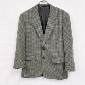 Christian Dior tailored jacket, houndstooth pattern, notched lapel, yellow, vintage.