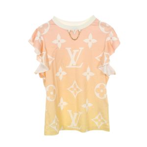 [Used] Louis LOUIS VUITTON Short-Sleeve T-Shirt, Sunrise Monogram, with Chain, RW212J DT1 FLTS01, Orange, Cotton, Women's, Used A