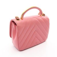 [중고] Chanel 샤넬 숄더백 쉐브론 V스티치 탑 핸들 2WAY 핑크 레더 쉐브론 V스티치 탑 핸들 2way 체인 숄더백