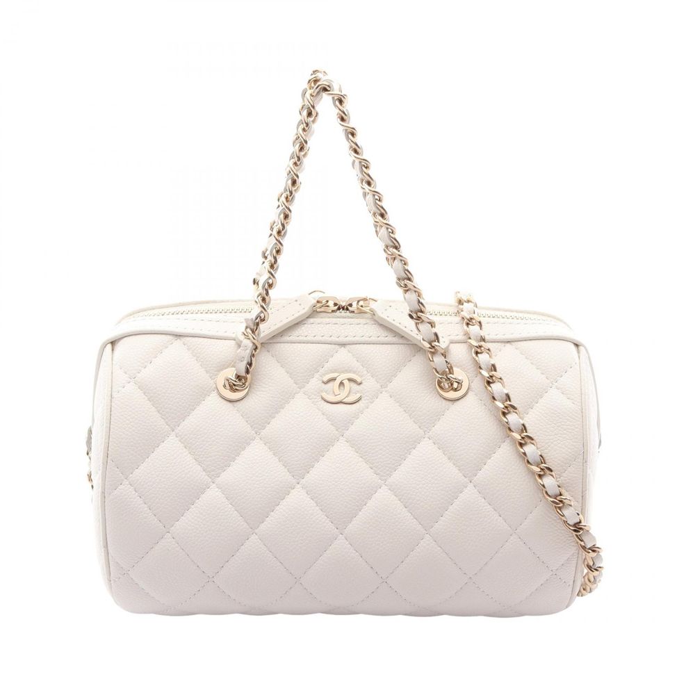 [중고] Chanel 샤넬 숄더백 마틀라세 2WAY AP4474 화이트 캐비어 스킨(그레인드 카프) 마틀라세 미니 보스턴백 여성용 Used A