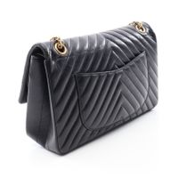 [중고] Chanel 샤넬 숄더백 2.55 쉐브론 V스티치 W플랩 블랙 레더 2.55 쉐브론 V스티치 더블 플랩 체인 숄더백