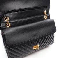 [중고] Chanel 샤넬 숄더백 2.55 쉐브론 V스티치 W플랩 블랙 레더 2.55 쉐브론 V스티치 더블 플랩 체인 숄더백