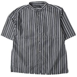 Upscape Audience Regimental Stand Color Collar Half Sleeve Shirt, Made in Japan, AUD6209, Size M, Black, Short Sleeve, Striped Top [Used] [Upscape Audience]