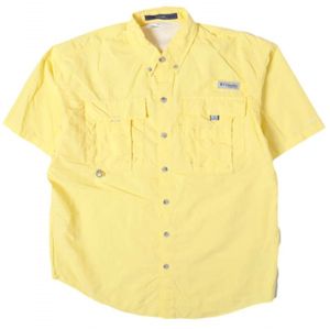 Columbia PFG Bahama Short Sleeve Shirt, Size 120 (FM7047), Yellow, Short-sleeved, Fishing, Button-down Top [Used] [Columbia PFG]
