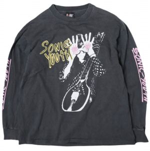 SONIC YOUTH (Sonic Youth) American-made Giant 90s STARPOWER Long Sleeve T-Shirt, Size L, Black, Vintage, Made in USA, Used Top [SONIC YOUTH]