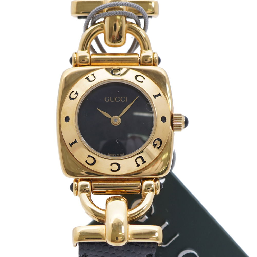 Like New Gucci 6300L Quartz Watch Stainless Steel/Embossed Leather