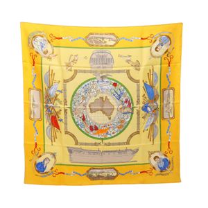 【二手】Hermes 爱马仕 方巾 90 LE GÉOGRAPHE 真丝 头巾/丝巾 女士 Used A