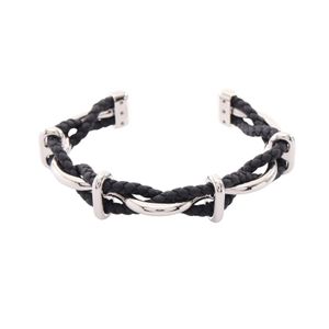 [Used] Hermes HERMES Bangle Ege Stainless Steel Leather Bangle Women's Used A